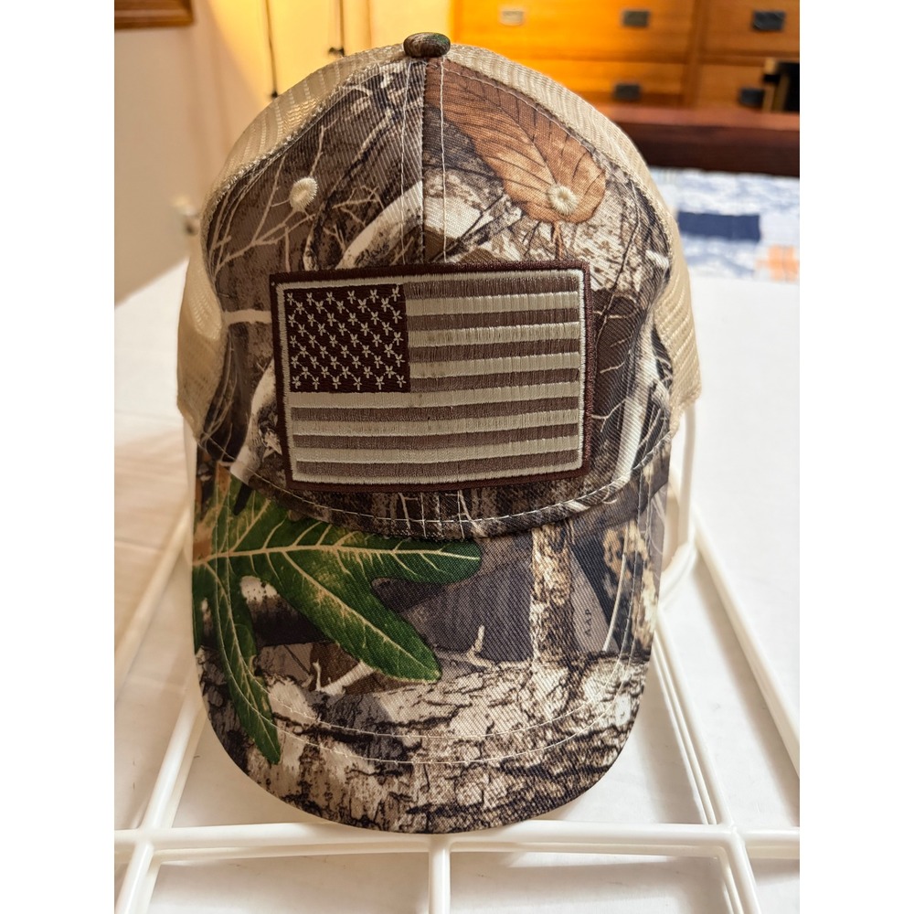 Infinity Camo Trucker Hat American Flag Patch Mesh Back Snapback Cap OSFM